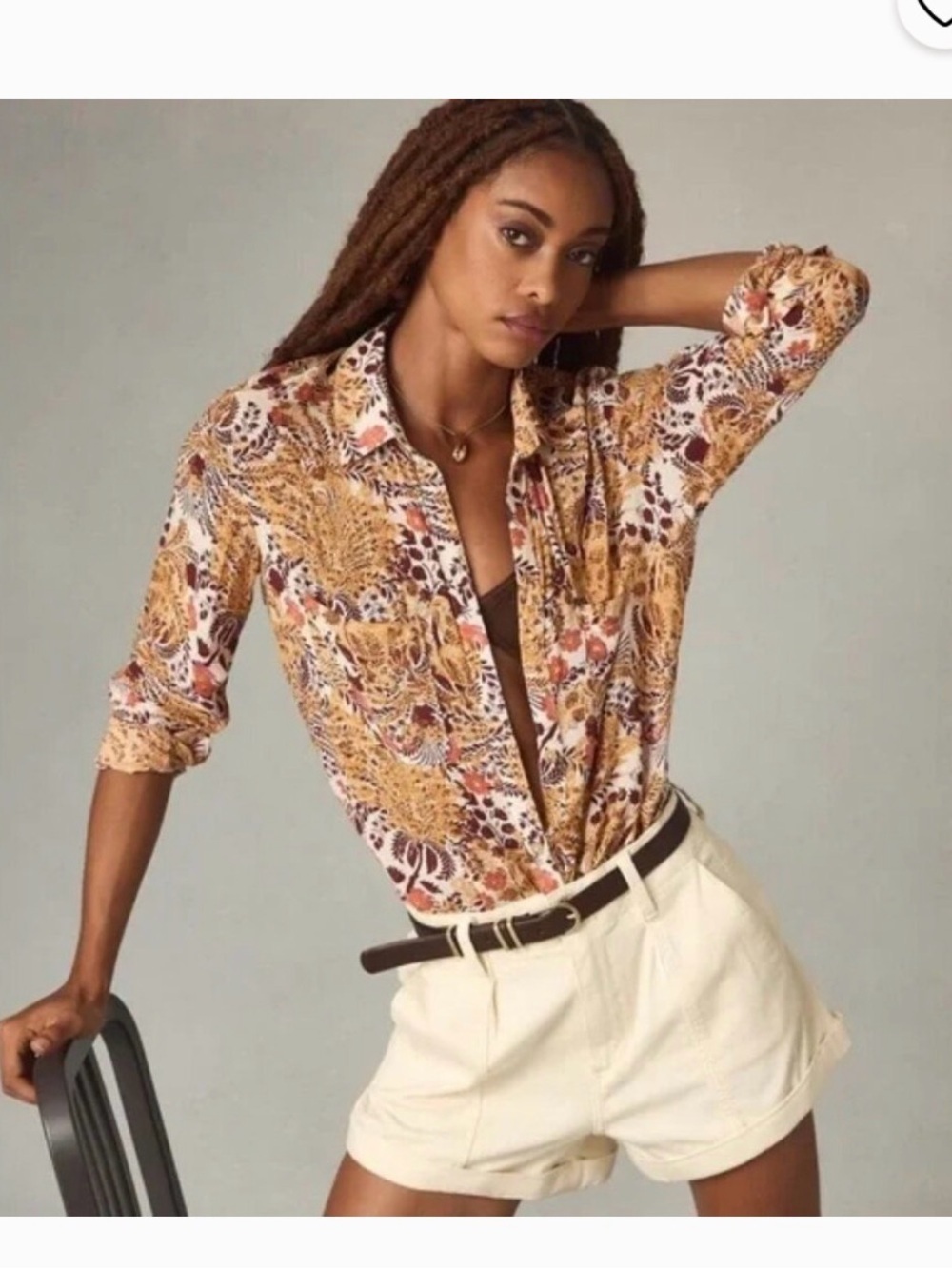 Mustard, Rust & Brown Floral Button-Down Shirt